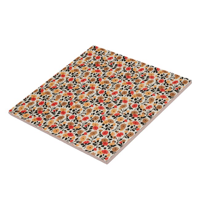 Carreau Feuilles de fin du Motif de fleurs d'art (Côté)