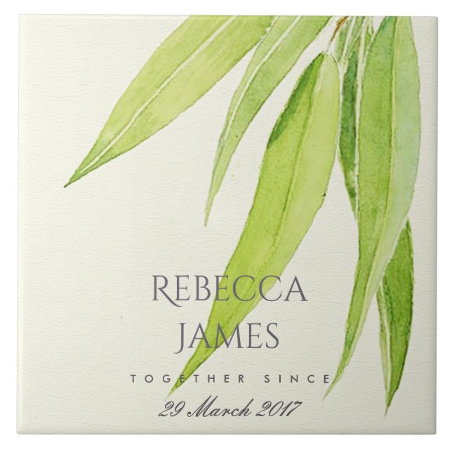 CARREAU FEUILLES DE FOLIAGE EUCALYPTUS ENREGISTRER LA DATE (Devant)