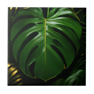 Carreau Feuilles de Monstera Or Jungle Glamour