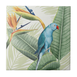 Carreau Feuilles De Palme Avec Oiseau Bleu
