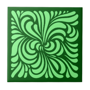 Carreau Feuilles de style Art nouveau, Emerald Green