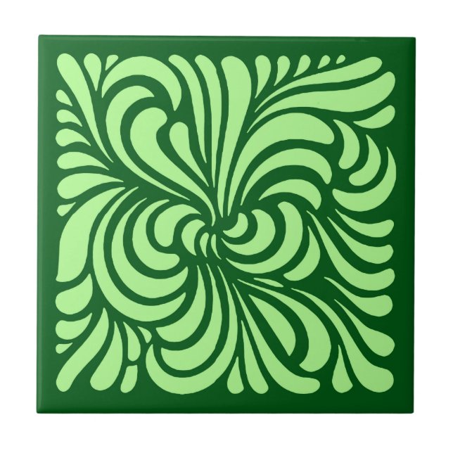 Carreau Feuilles de style Art nouveau, Emerald Green (Devant)