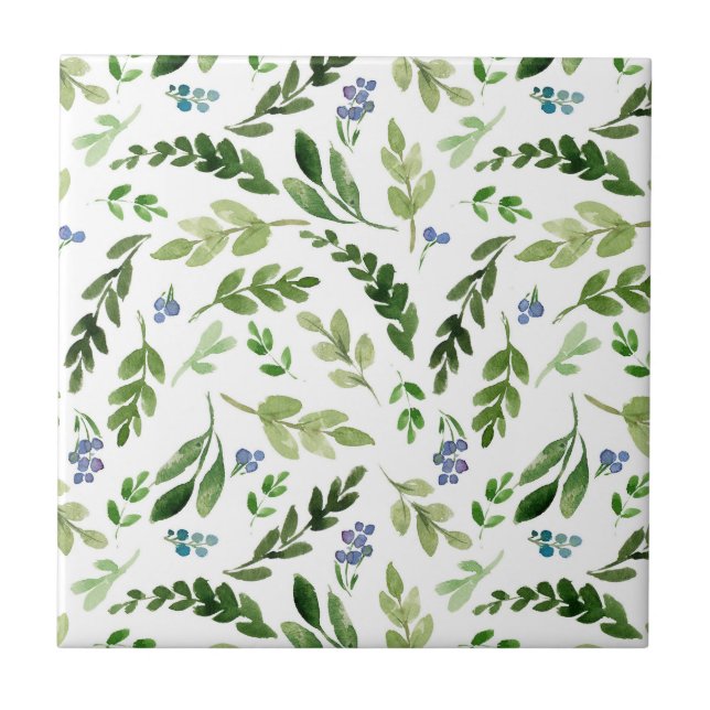 Carreau Feuilles de verdure Motif Moderne Simple Cute (Devant)