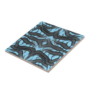 Carreau Feuilles floraux Abstraits noirs et gris