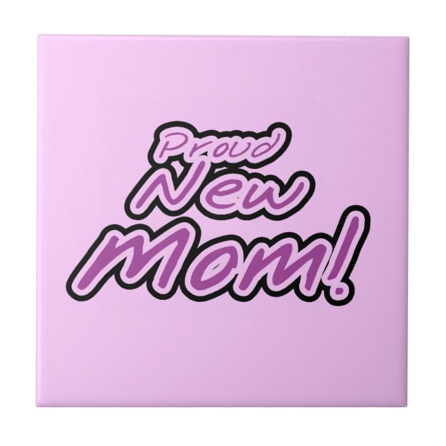 Carreau Fier Nouveau maman Cadeaux de texte noir et pourpr (Devant)