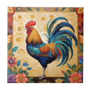 Carreau Fier Rooster Coloré Design de ferme