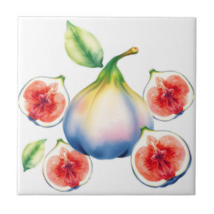 Carreau Fig d'aquarelle fraîche avec blanc doux