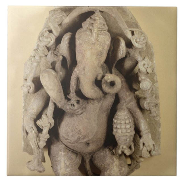 Carreau Figure de Ganapati, dynastie de Chandella (grès) (Devant)