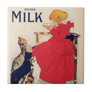 Carreau Fille avec chats, Poster vintage, Alexandre Steinl