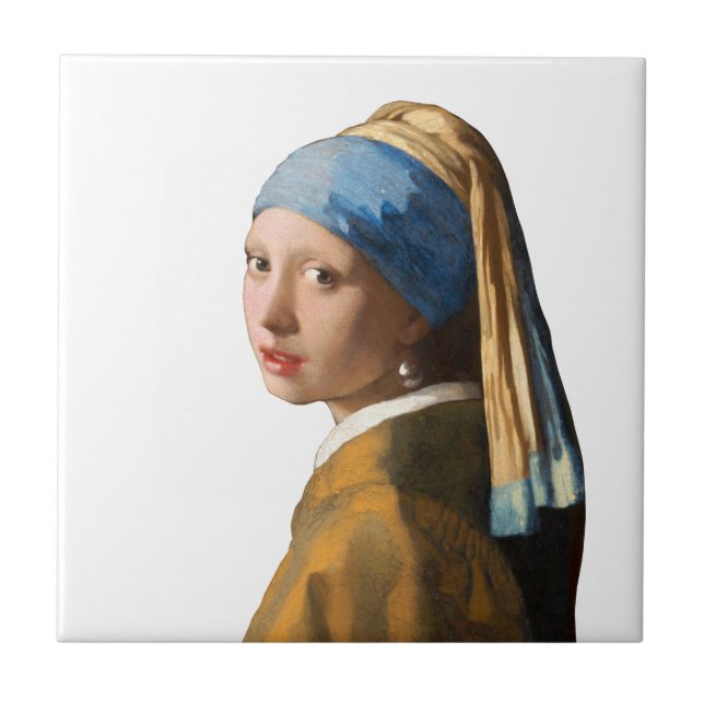Carreau Fille avec une peinture de portrait de boucle (Devant)