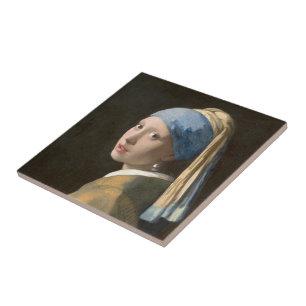 Carreau Fille avec une perle d'oreille-Johannes Vermeer Ar
