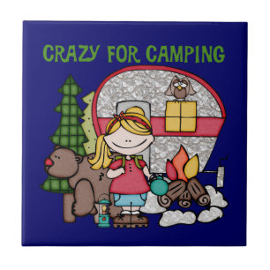 Carreau Fille blonde folle pour camper