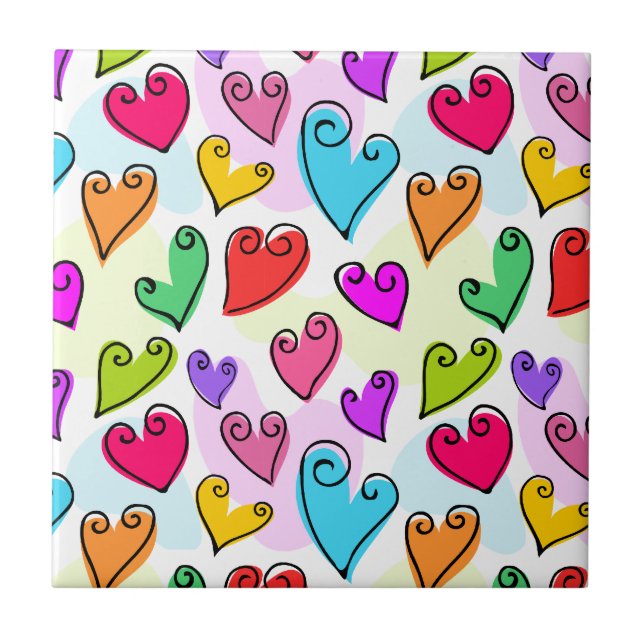 Carreau Fille Coeurs Vibrants Cute Romantic Valentines Day (Devant)