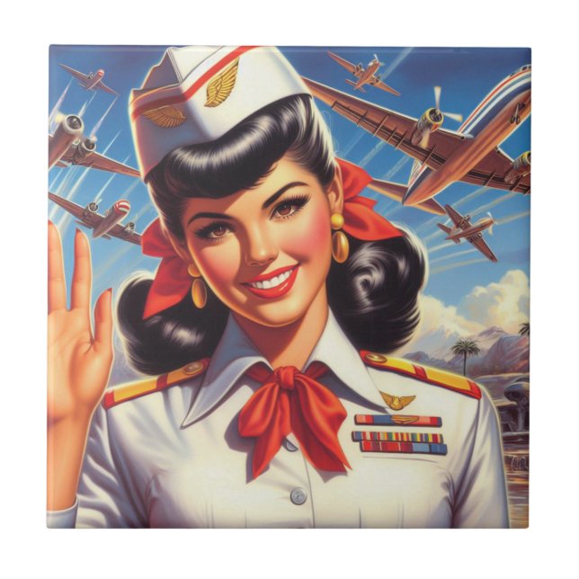 Carreau Fille d'avion vintage (Devant)