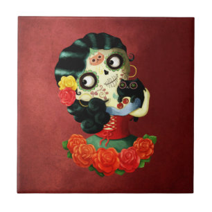 Carreau Fille de Catrina de Mexicain de Dia de Los Muertos