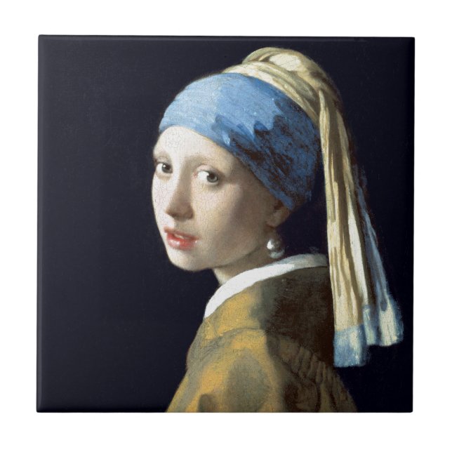 Carreau Fille de Johannes Vermeer avec une boucle (Devant)