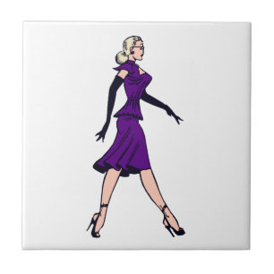 Carreau Fille Glamour Vintage, Secrétaire Blonde Rétro