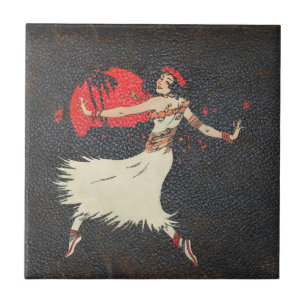 Carreau Fille hawaïenne vintage du danseur   de danse