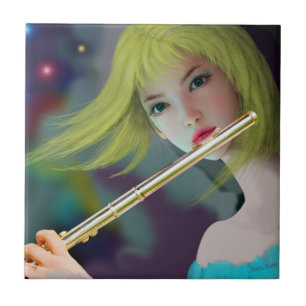 Carreau Fille Jouer Flûte 2