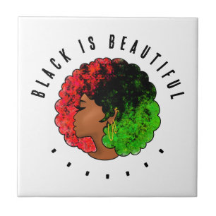 Carreau Fille noire panafricaine femme rouge vert fierté a