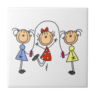 Carreau Filles bâtons sautant à la corde