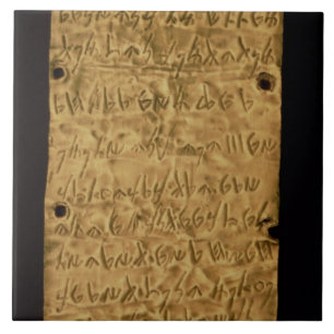 Carreau Fine couche d'or avec l'inscription phénicienne,