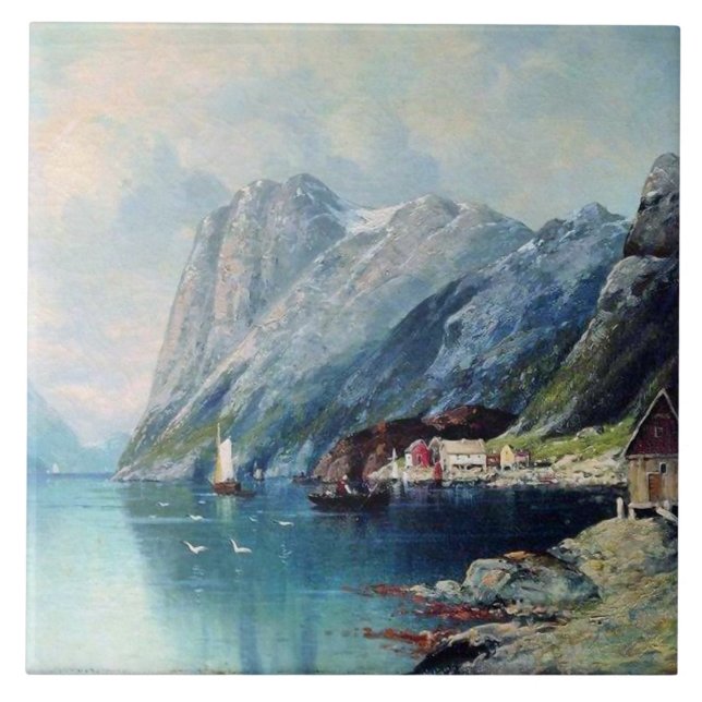 Carreau Fjord en Norvège peinture par Lev Lagorio (Devant)