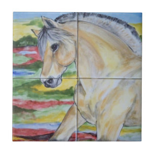 Carreau Fjord Horse Pony Conception murale Stylisé Paysage