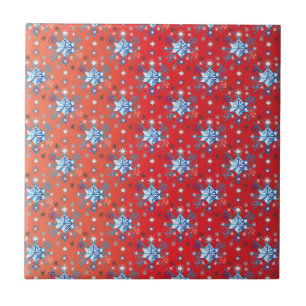 Carreau Flacon de Noël rouge et bleu Abstrait