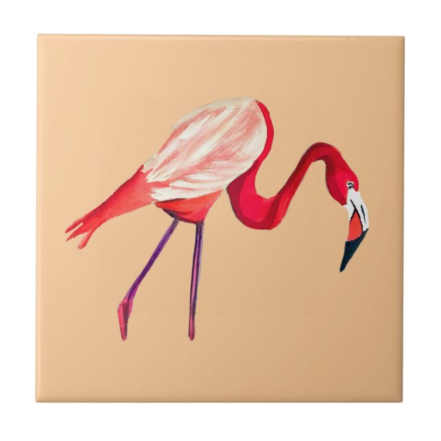 Carreau Flamant rose aquarelle jolie art (Devant)