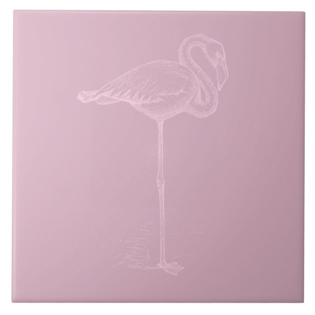 Carreau Flamant rose Art rose ou COULEUR PERSONNALISÉE (Devant)