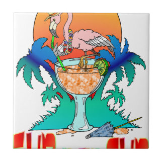 Carreau Flamant rose dans le soleil