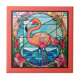 Carreau flamant rose en faux verre