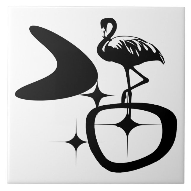 Carreau Flamant rose Mid-Century Moderne Retro Formes (Devant)