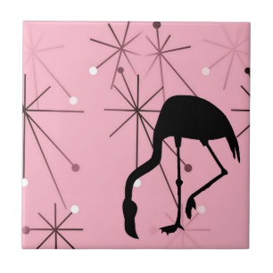 Carreau Flamant rose MidCentury moderne Starburst atomique