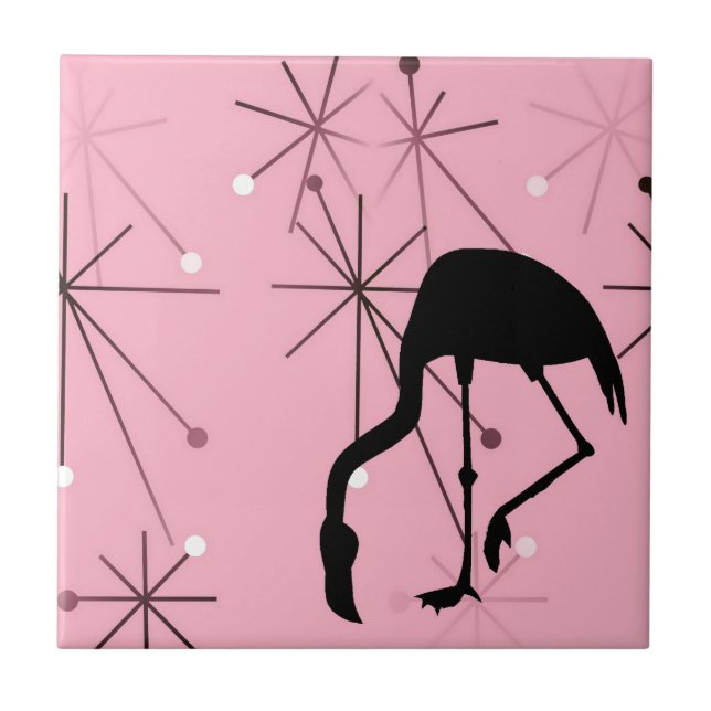 Carreau Flamant rose MidCentury moderne Starburst atomique (Devant)