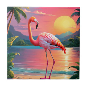 Carreau Flamant rose Sunset Tropical Beach