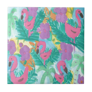 Carreau Flamant rose Tropical Jungle Motif