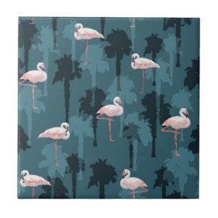 Carreau Flamants roses en pastel sur Teal