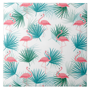Carreau Flamants roses Tropical Palmetto Leaf Fronds