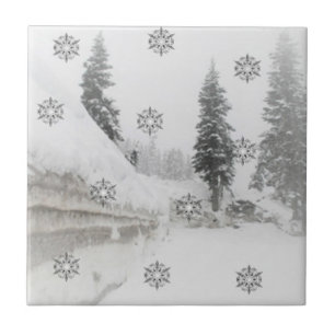 Carreau Flammes de neige des chutes de neige Noël d'hiver