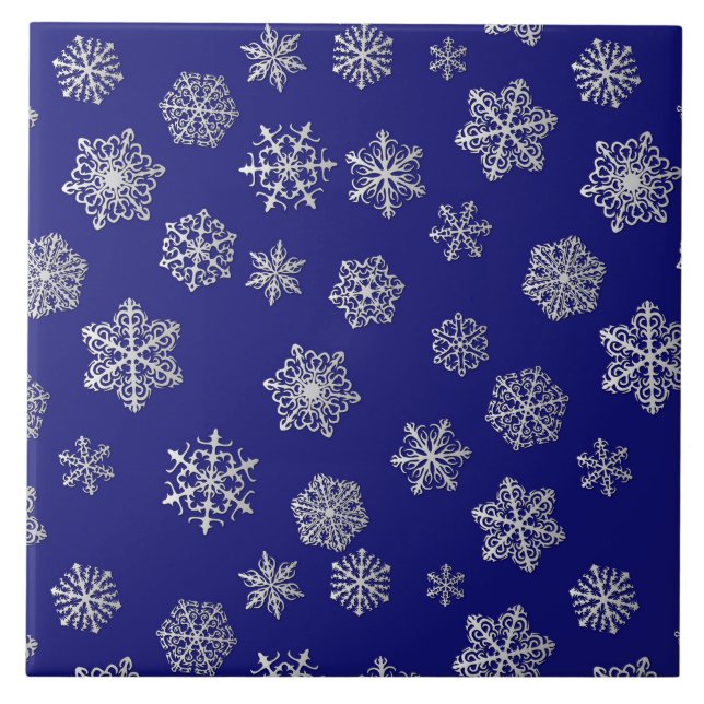 Carreau Flammes de neige en argent sur un arrière - plan b (Devant)