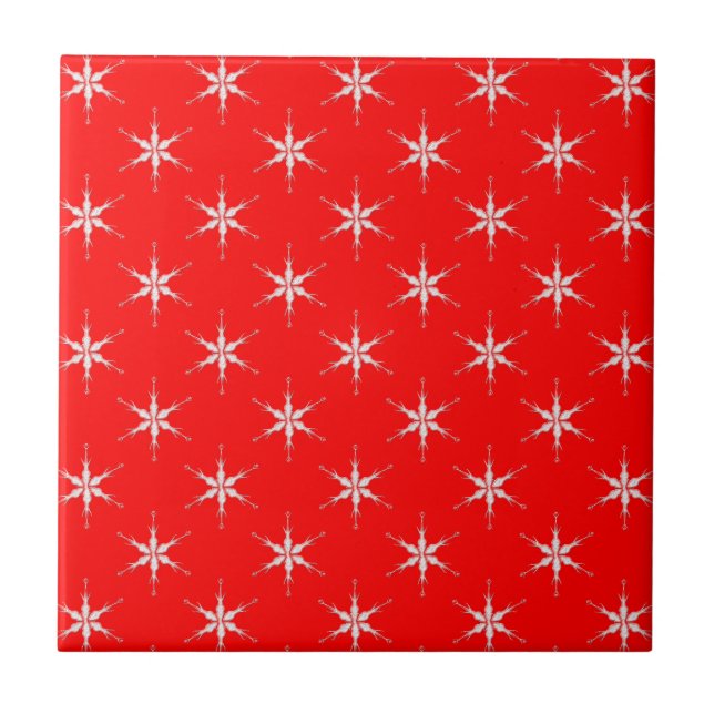 Carreau Flammes De Neige En Verre Sur Arrière - plan Rouge (Devant)