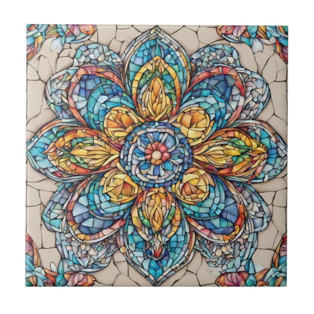 Carreau Fleur Abstraite en verre (Devant)