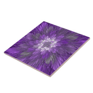 Carreau Fleur abstraite violette psychédélique Art fractal