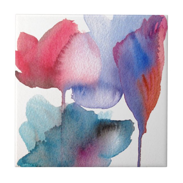 Carreau Fleur aquarelle design floral moderne (Devant)