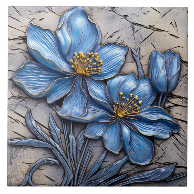Carreau Fleur bleue (Devant)
