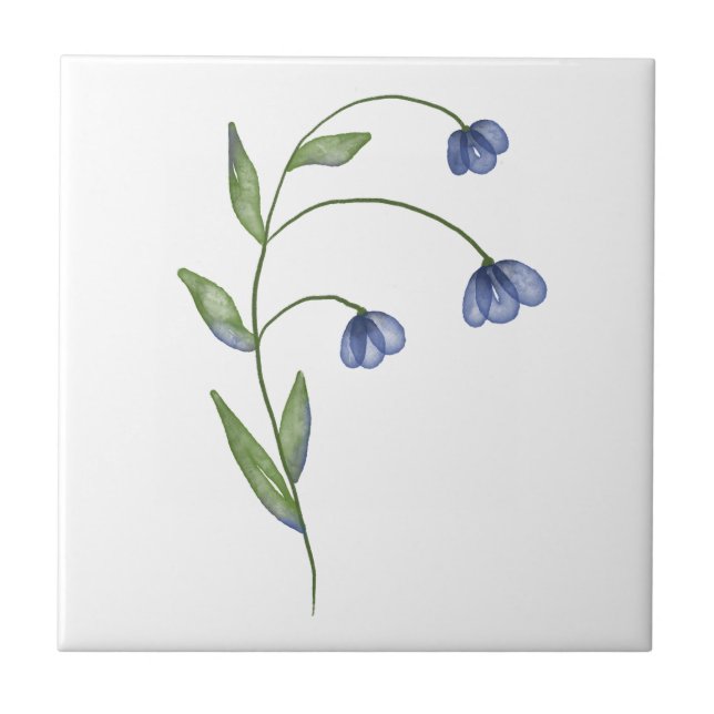 Carreau fleur bleue simple  (Devant)