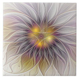 Carreau Fleur colorée lumineuse, fractale moderne abstrait