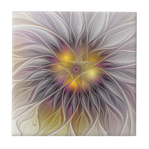 Carreau Fleur colorée lumineuse, fractale moderne abstrait